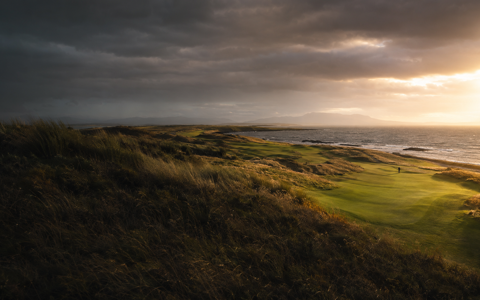 A windswept Scottish links golf course
